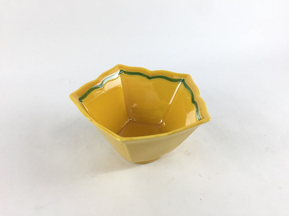 スター小鉢　(柚子グリーン黄線/黄交趾グリーン線)　9cm　有田焼　(j.R)