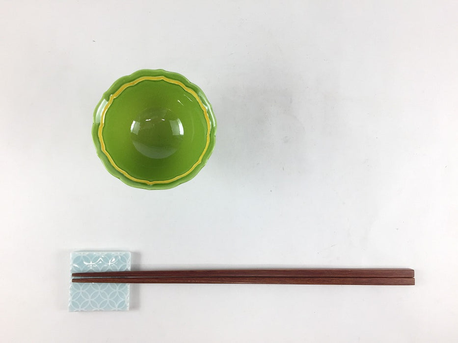 リンカモダン　(黄交趾グリーン線/柚子グリーン黄線)　7cm　有田焼　(j.R)