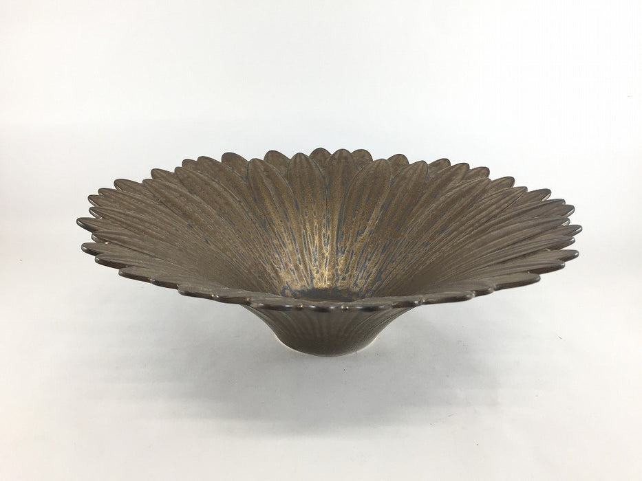 マンガン金結晶釉　ガーベラ反鉢　26cm　有田焼李荘窯　(j.R)