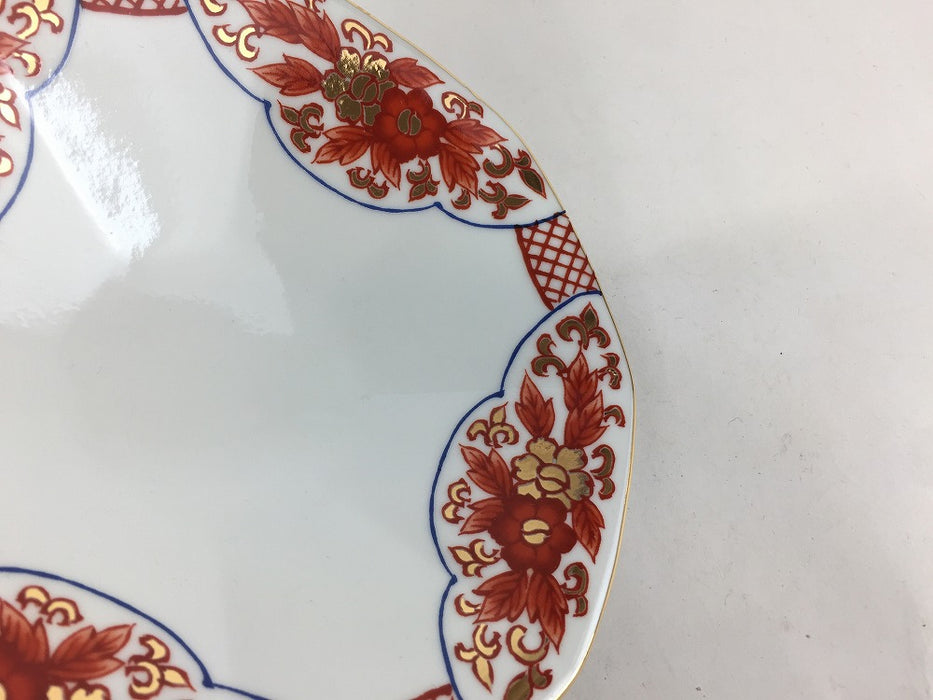四方花唐草　八角反皿(中)　15cm　吉田焼(肥前有田焼)　(j.R)