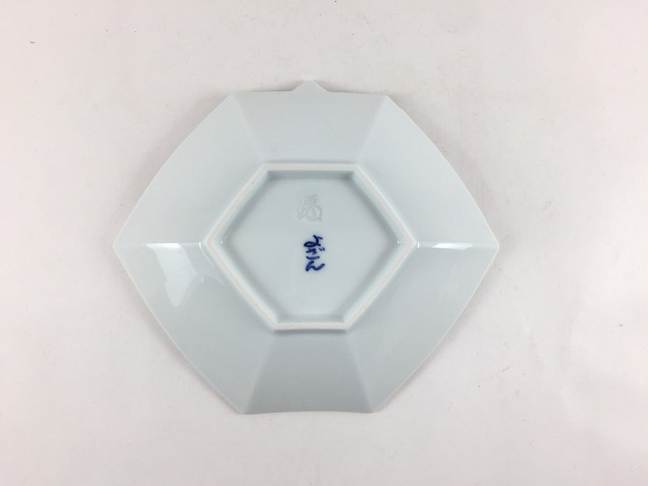 染錦椿文　折紙型銘々皿　15cm　吉田焼(肥前有田焼)　(j.R)