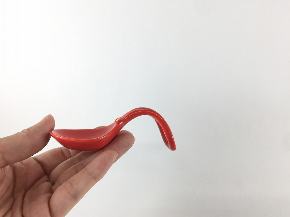 紅赤釉金彩　スプーン珍味　10cm　有田焼　(j.R)