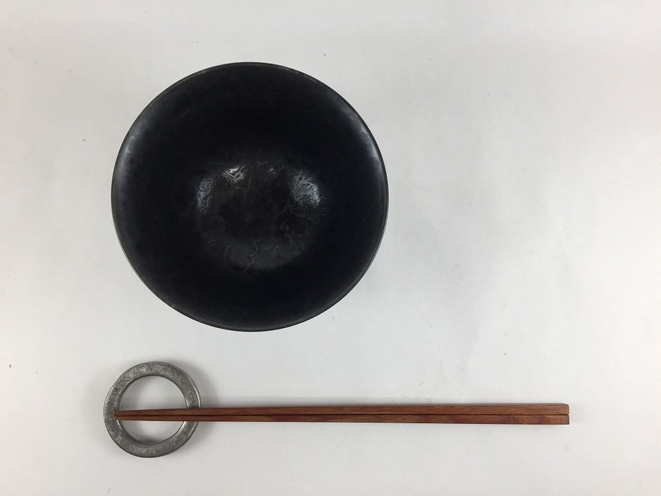 11.5cm丸反碗　黒陶　有田焼　(j.R)