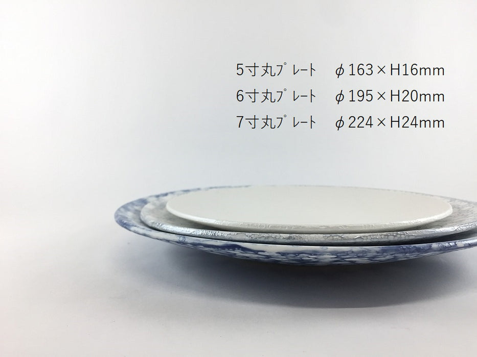 メタルグレー月面　6寸丸プレート　19.5cm　有田焼　(j.R)