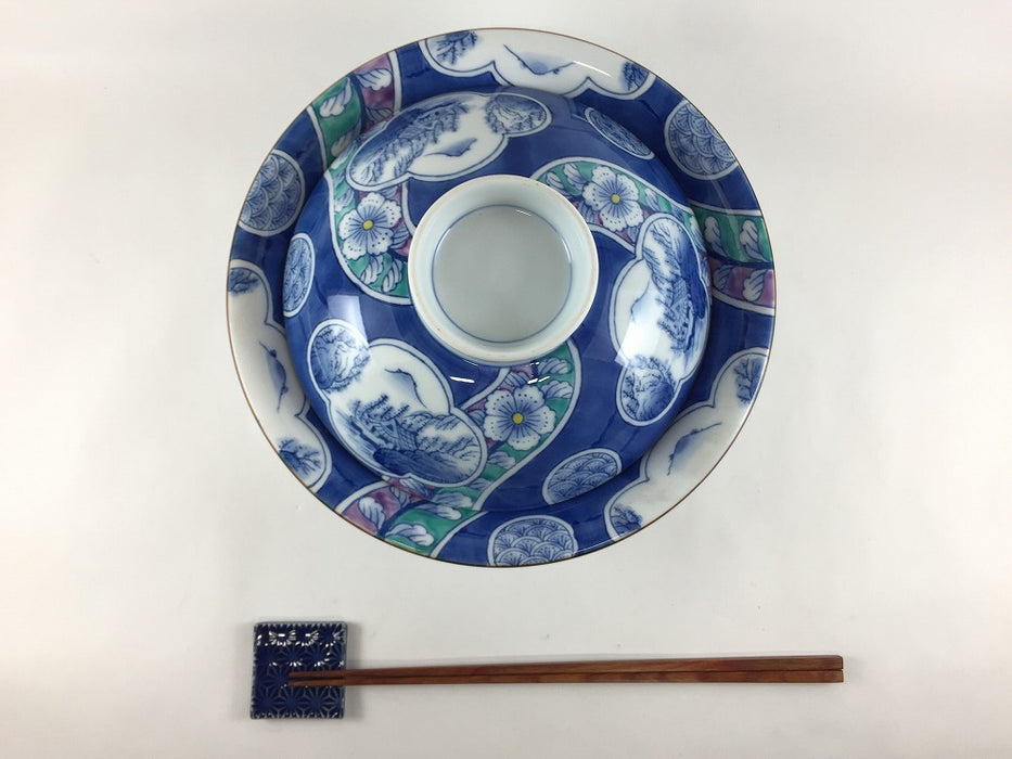 【SALE】21cm蓋物　(花山水)　有田焼(j.R)【訳あり】