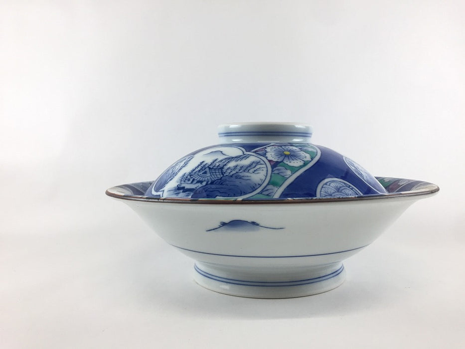 【SALE】21cm蓋物　(花山水)　有田焼(j.R)【訳あり】