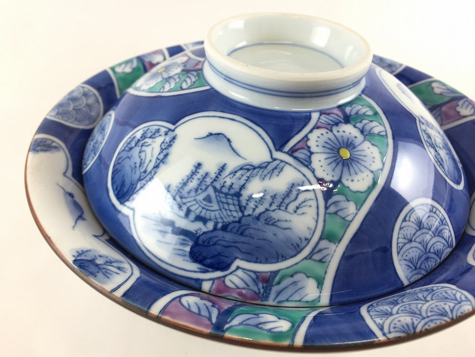 【SALE】21cm蓋物　(花山水)　有田焼(j.R)【訳あり】