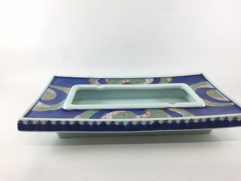 【SALE】28cm長角灰皿.捻り文　有田焼【訳あり】