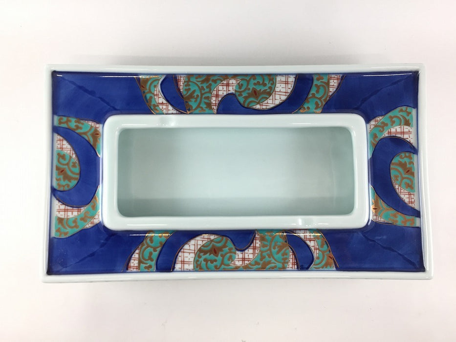 【SALE】28cm長角灰皿.捻り文　有田焼【訳あり】