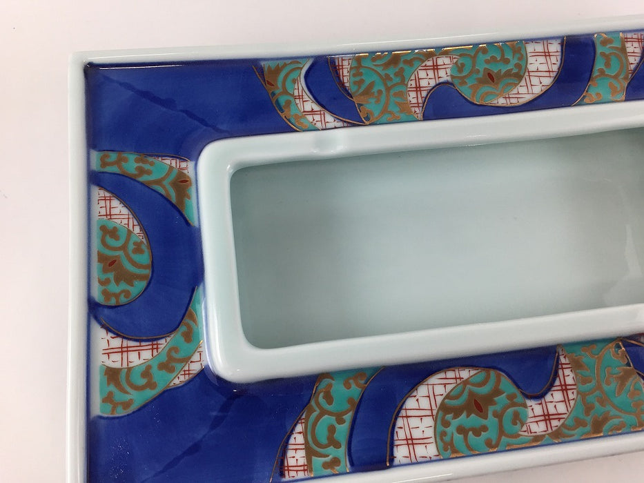 【SALE】28cm長角灰皿.捻り文　有田焼【訳あり】