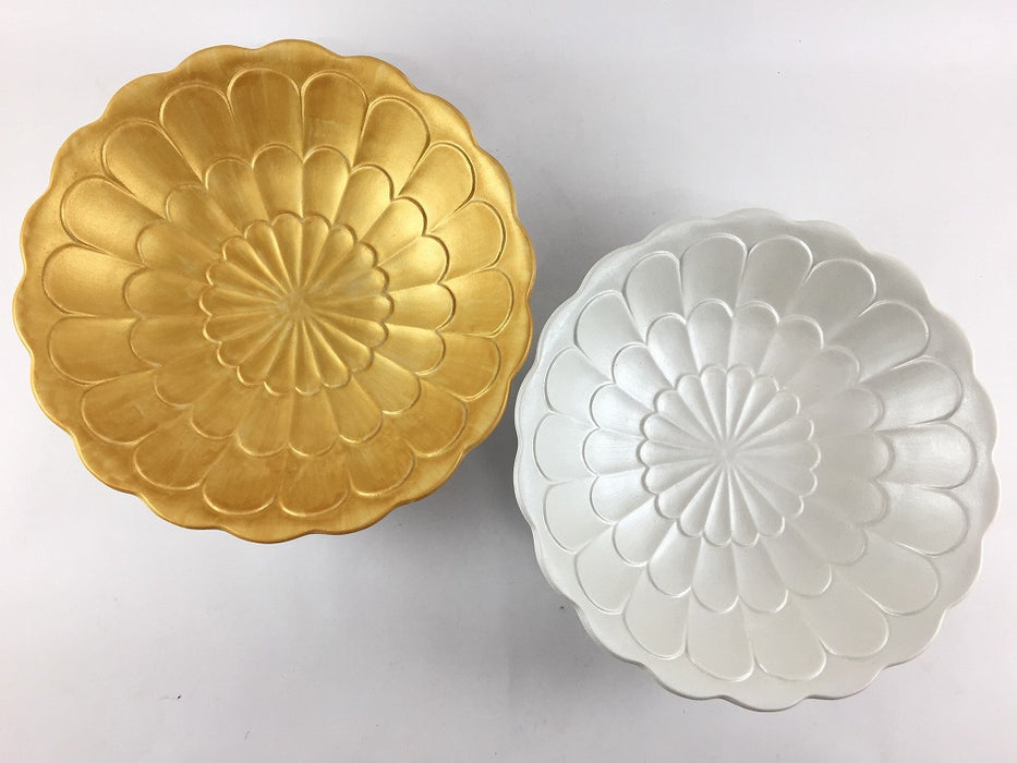 菊彫向付　(金彩/銀彩)　16cm　有田焼　(j.R)