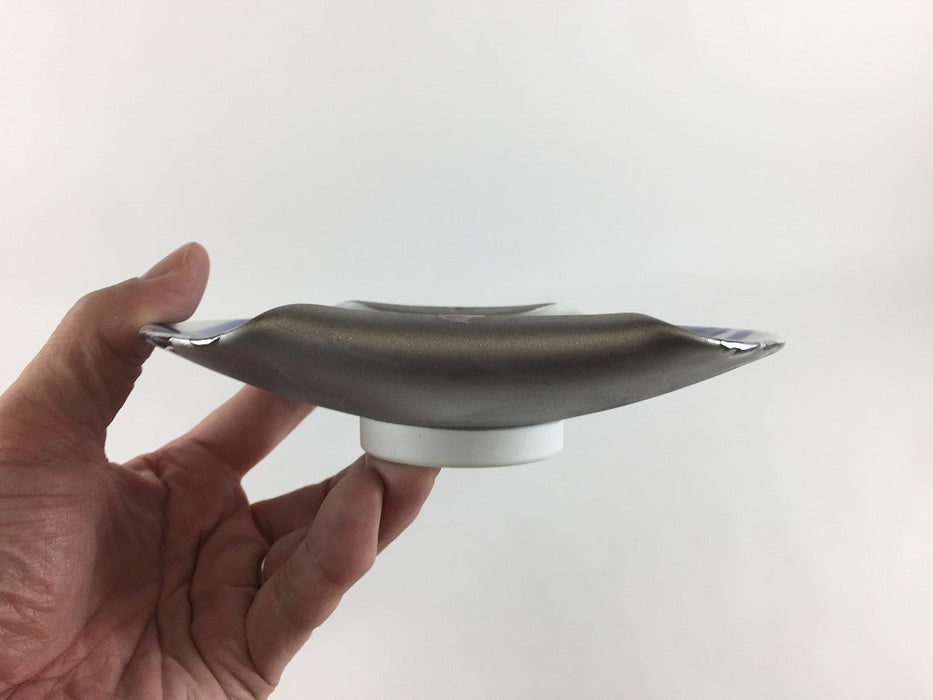 【SALE】両巻皿(紺ラインプラチナ塗)　16cm　伊万里焼(j.R)【訳あり】