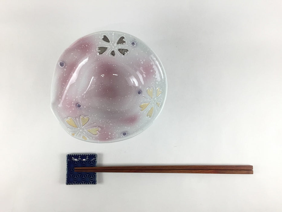 【SALE】変形高鉢(ピンク花)　13cm　有田焼(j.R)【訳あり】