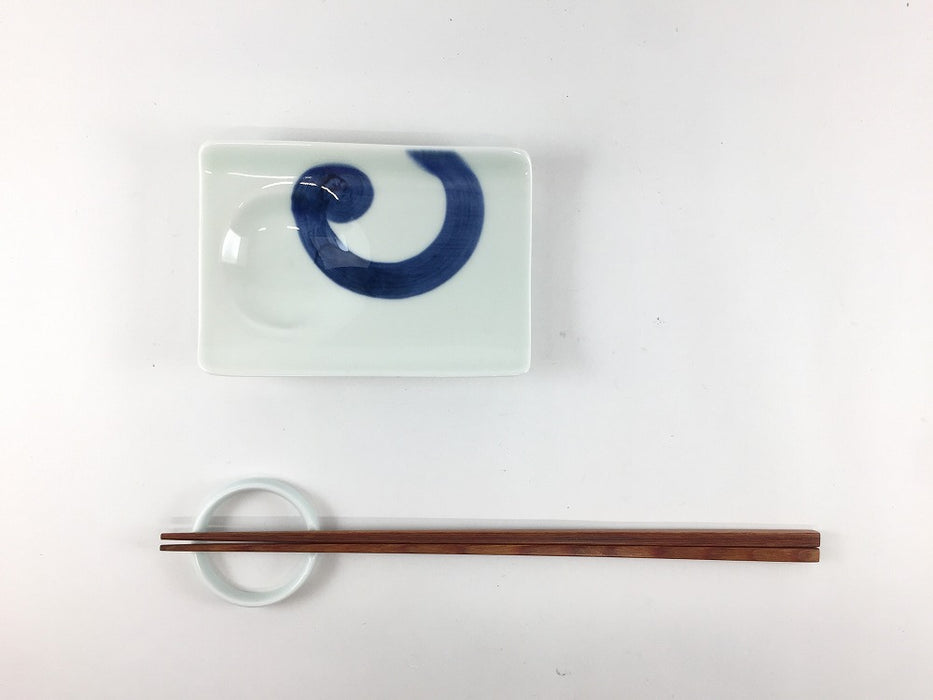チョコ皿　藍(渦/市松/丸紋)　11.5cm　波佐見焼(j.R)
