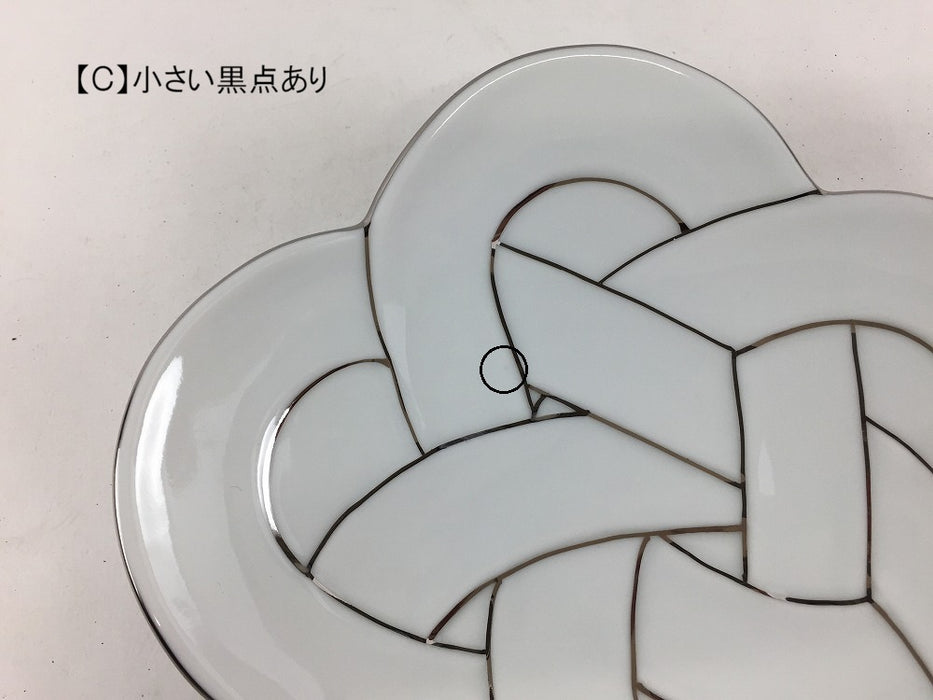【SALE】花結び銘々皿(銀)　(A/B/C/D/E)　15cm　有田焼【訳あり】