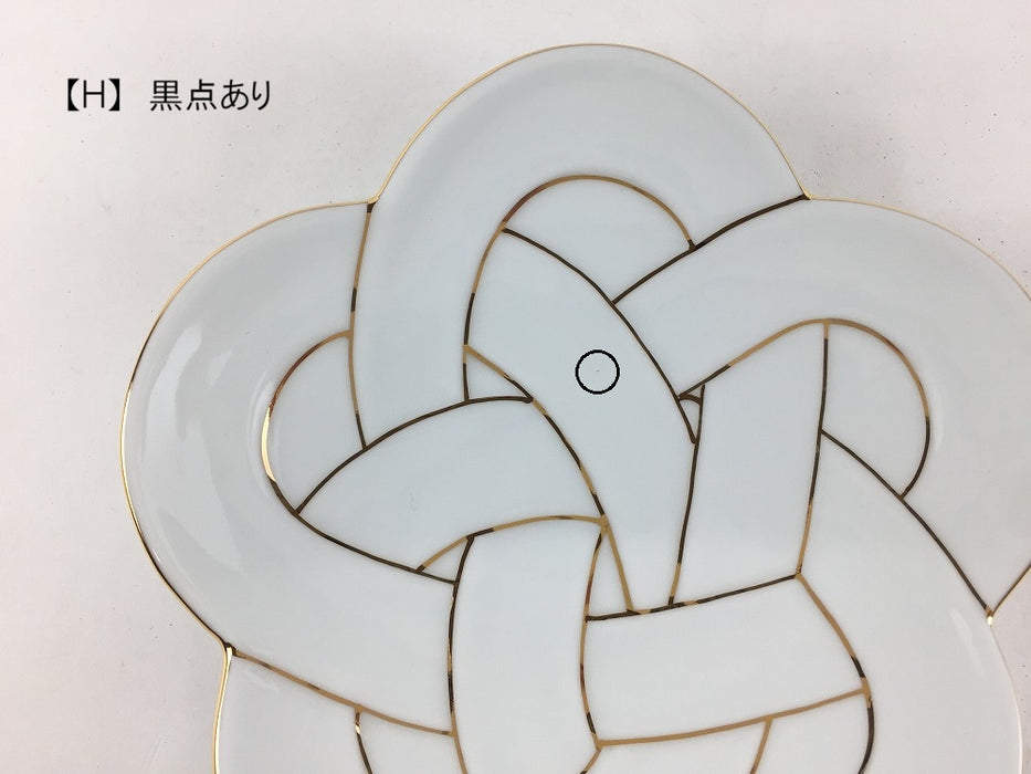 【SALE】花結び銘々皿(金線)　(A/B/C/D/E/F/G/H/Ｉ)　15cm　有田焼【訳あり】