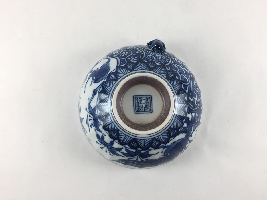 12cm面取茶碗　鳳凰　一閑人(青/赤)　波佐見焼(j.R)