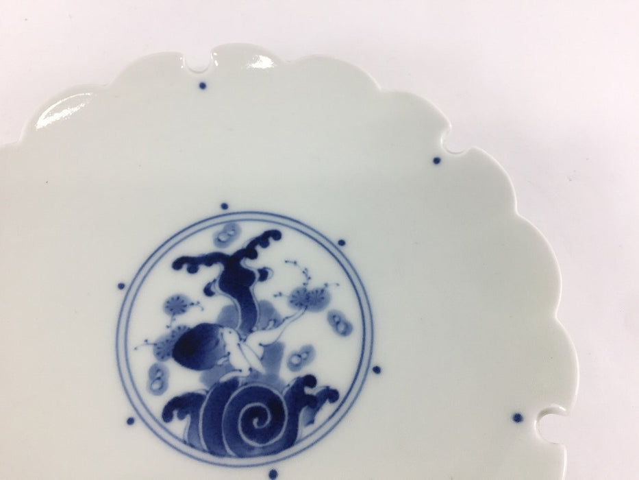 【SALE】16.5cm雪輪皿(波兎) 　有田焼(j.R)【訳あり】