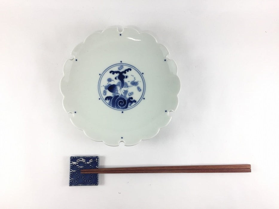 【SALE】16.5cm雪輪皿(波兎) 　有田焼(j.R)【訳あり】