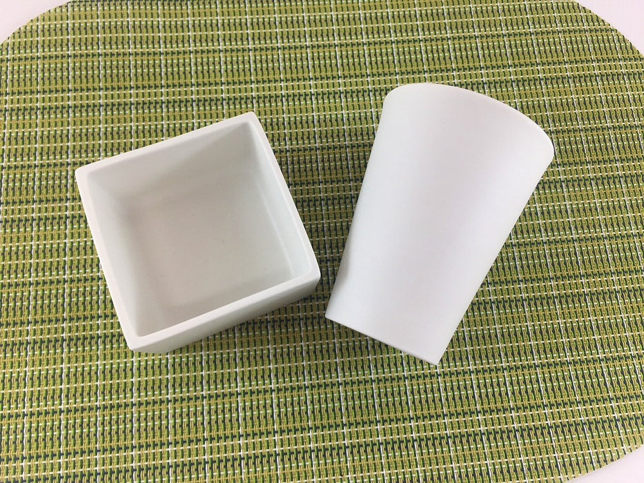 枡酒器セット　ミスト白　210cc　有田焼(j.R)