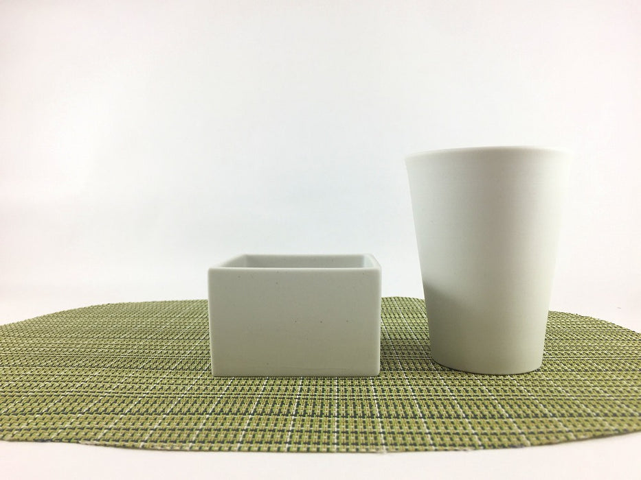 枡酒器セット　ミスト白　210cc　有田焼(j.R)