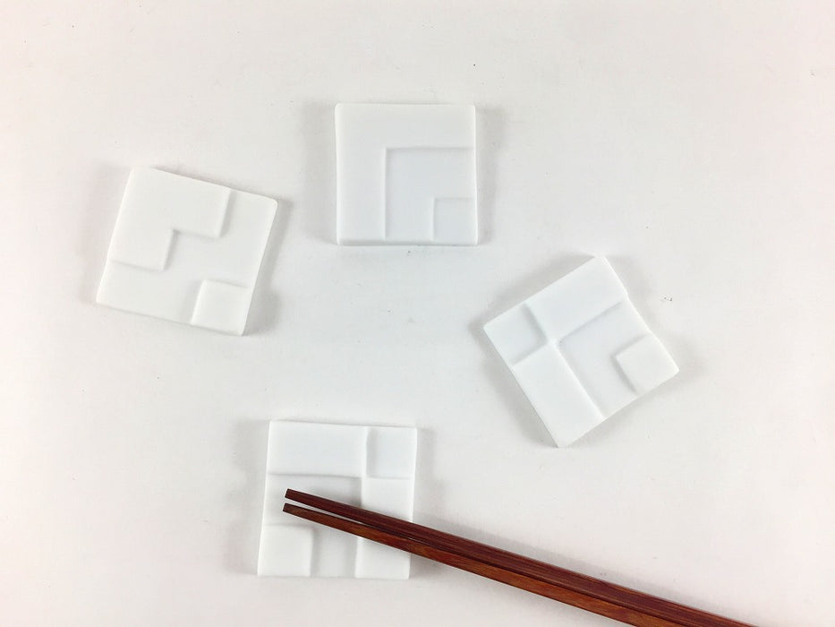 角箸置　白　(01/02/03)　3.5cm　エッグシェル　有田焼(j.R)