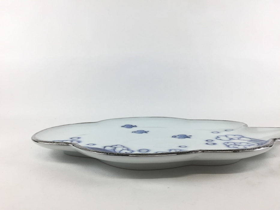 【SALE】240雲皿　渕銀染波千鳥　24cm　有田焼【訳あり】