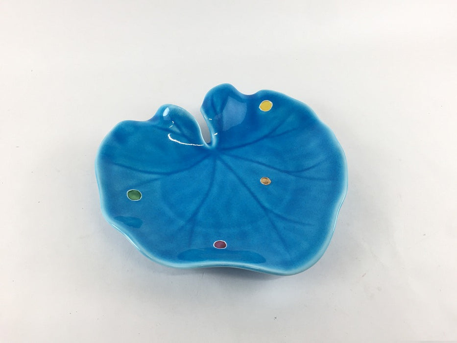 【SALE】つわの葉銘々皿　アサギ点紋　15cm　有田焼【訳あり】
