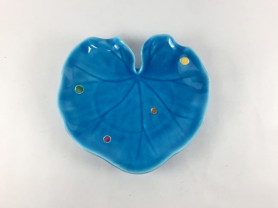 【SALE】つわの葉銘々皿　アサギ点紋　15cm　有田焼【訳あり】