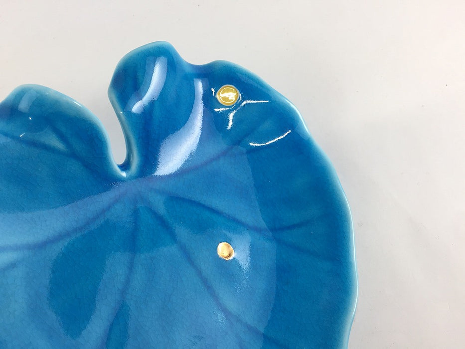 【SALE】つわの葉銘々皿　アサギ点紋　15cm　有田焼【訳あり】