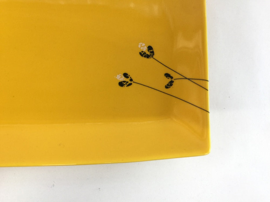 【SALE】22cm角皿.フラワー黄　有田焼【訳あり】