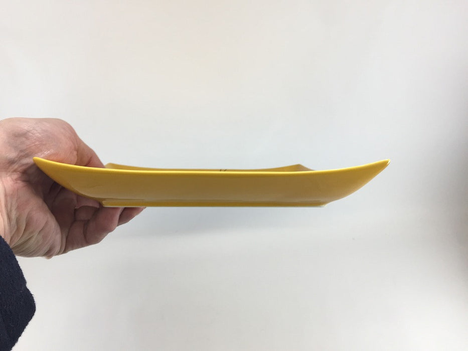 【SALE】22cm角皿.フラワー黄　有田焼【訳あり】