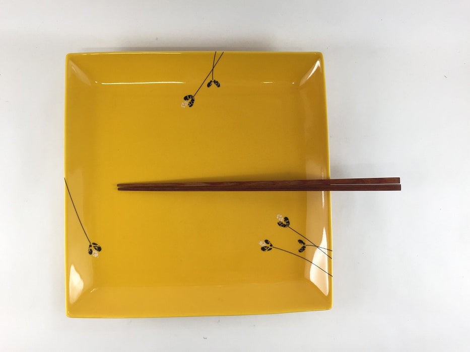 【SALE】22cm角皿.フラワー黄　有田焼【訳あり】
