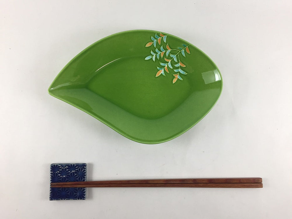 【SALE】190貝皿　緑彩柳絵　19cm　有田焼【訳あり】