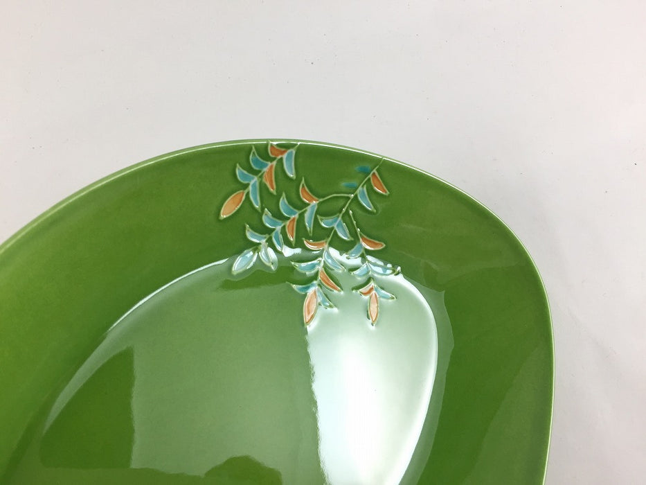 【SALE】190貝皿　緑彩柳絵　19cm　有田焼【訳あり】