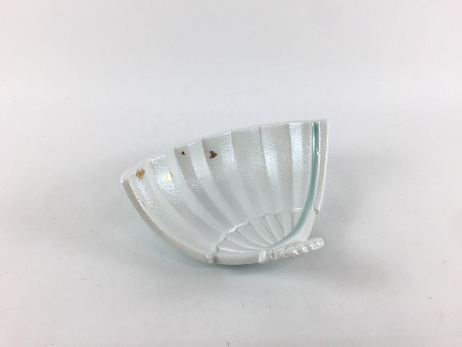 【SALE】扇小付　青磁白彩金箔　11.5cm　有田焼【訳あり】