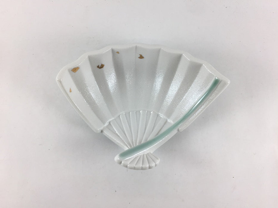 【SALE】扇小付　青磁白彩金箔　11.5cm　有田焼【訳あり】