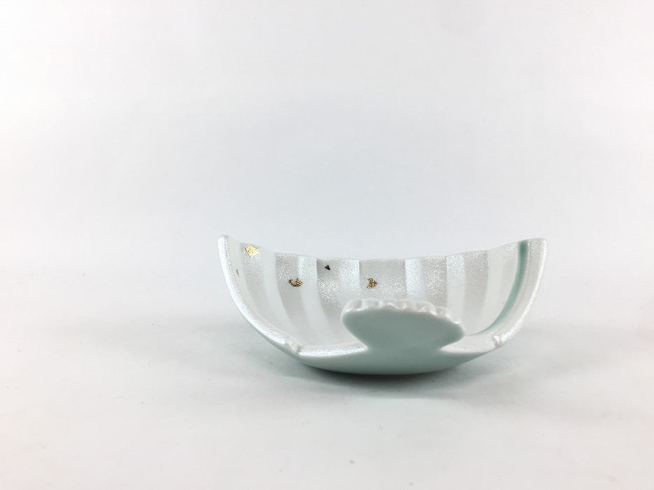 【SALE】扇小付　青磁白彩金箔　11.5cm　有田焼【訳あり】