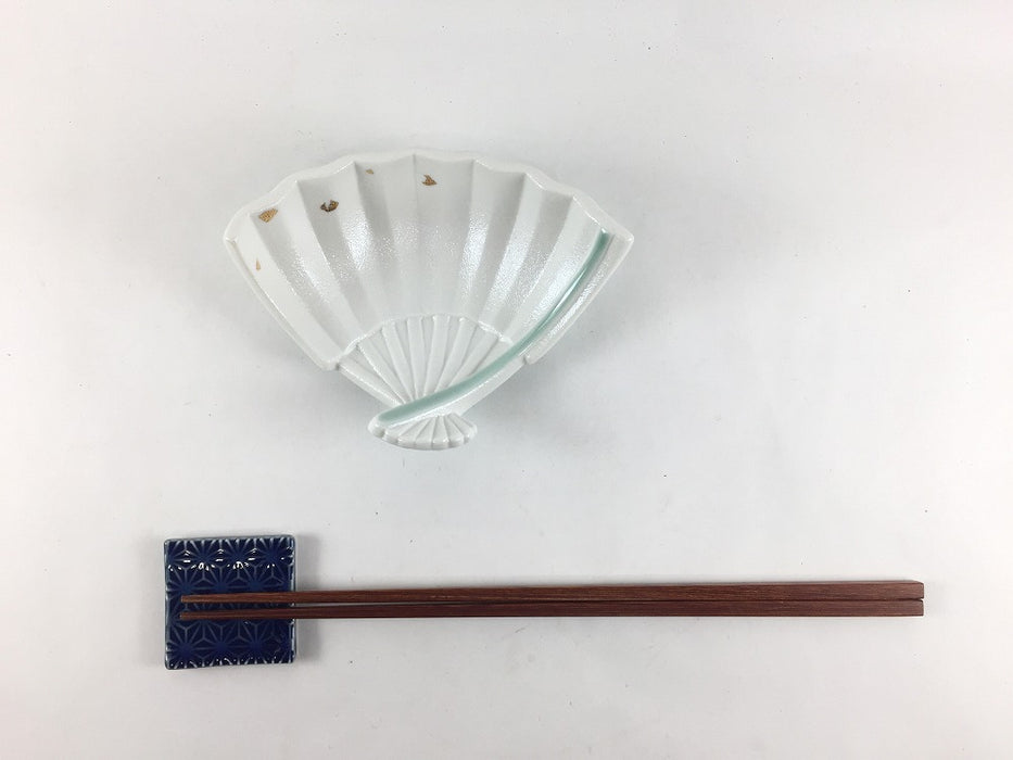 【SALE】扇小付　青磁白彩金箔　11.5cm　有田焼【訳あり】