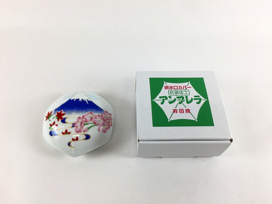 排水口カバー　アンブレラ(青富士/赤富士)　箱付　有田焼　(j.R)