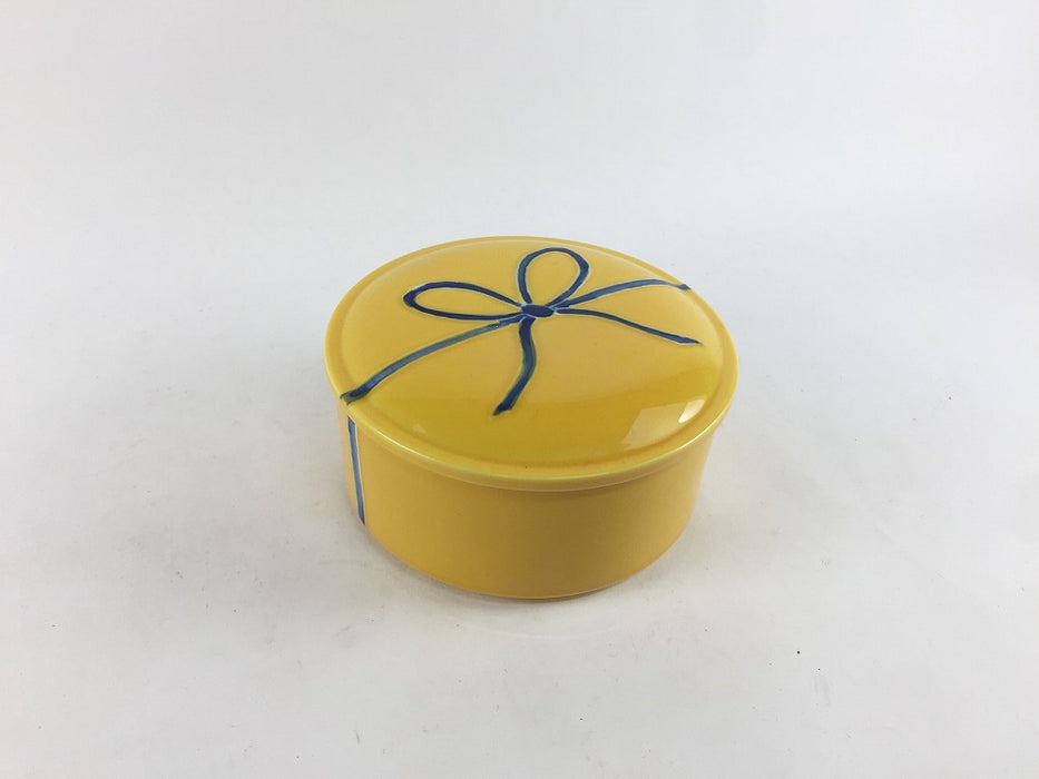 【SALE】重ね小蓋物　黄彩紐絵　8.5cm　有田焼【訳あり】