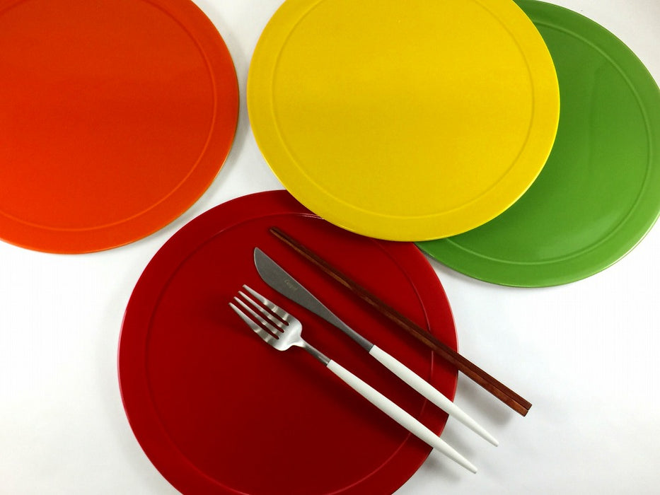 26cmフラットプレート　(レッド/オレンジ/ヒスイ/イエロー)　波佐見焼　(j.R)