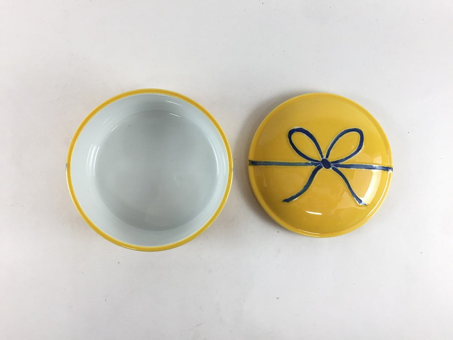 【SALE】重ね小蓋物　黄彩紐絵　8.5cm　有田焼【訳あり】