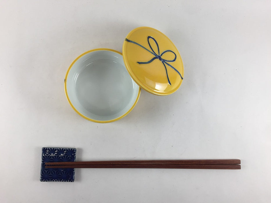 【SALE】重ね小蓋物　黄彩紐絵　8.5cm　有田焼【訳あり】