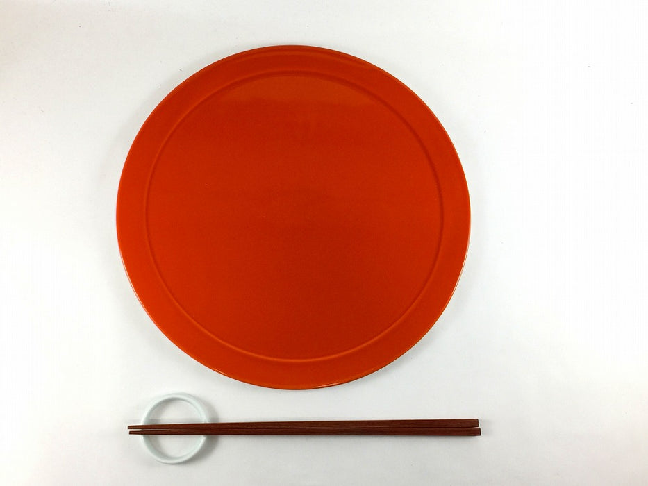 26cmフラットプレート　(レッド/オレンジ/ヒスイ/イエロー)　波佐見焼　(j.R)