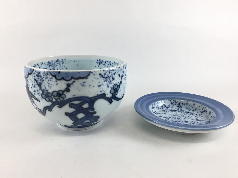 【SALE】96ハンキ蓋物　吹墨松竹梅　10cm　有田焼【訳あり】