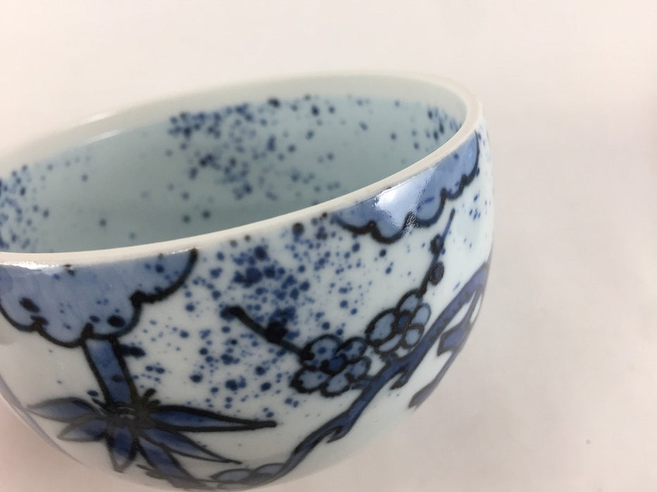 【SALE】96ハンキ蓋物　吹墨松竹梅　10cm　有田焼【訳あり】