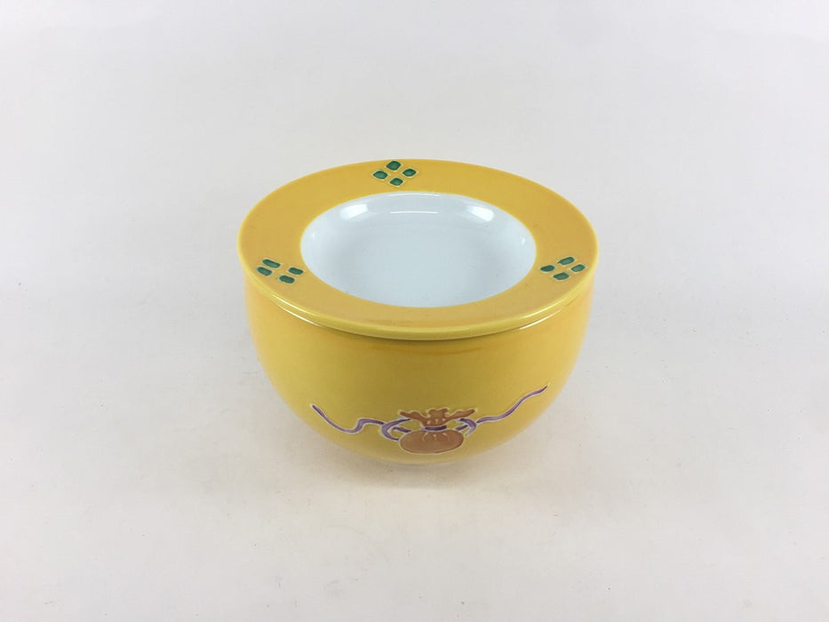 【SALE】96ハンキ蓋物　黄彩宝尽　10cm　有田焼【訳あり】