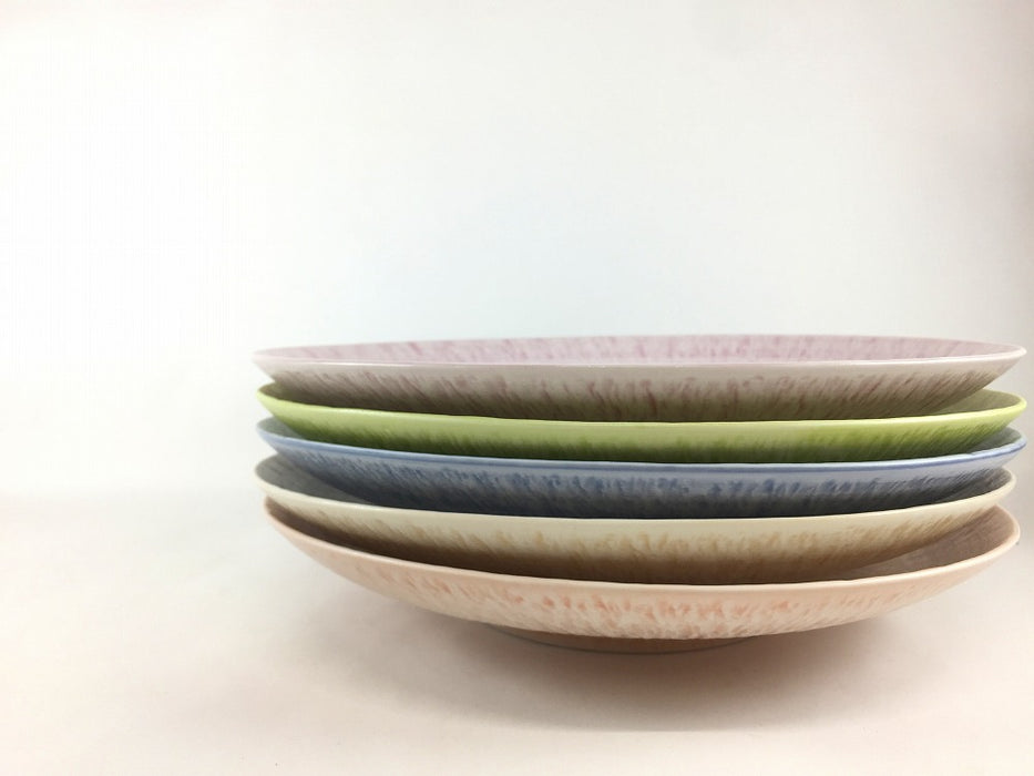 さざなみ　7寸皿　(レッド/ピンク/グリーン/ブルー/ベージュ)　23cm　波佐見焼 (j.R)