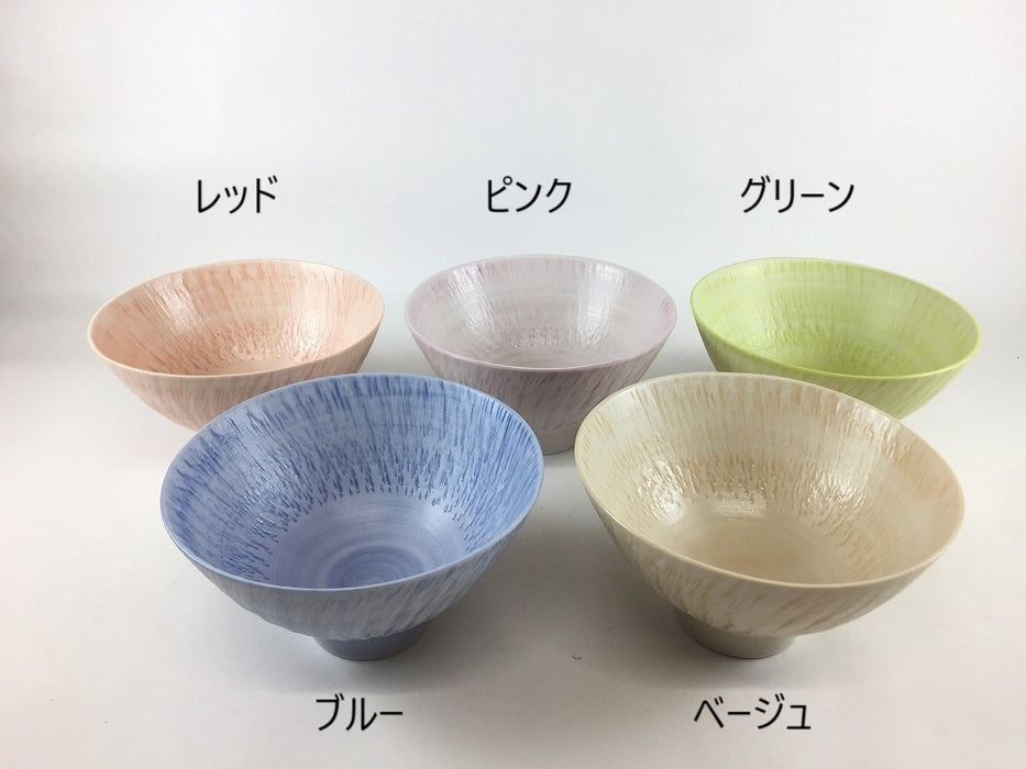 さざなみ　丸飯碗　(レッド/ピンク/グリーン/ブルー/ベージュ)　12cm　波佐見焼 (j.R)